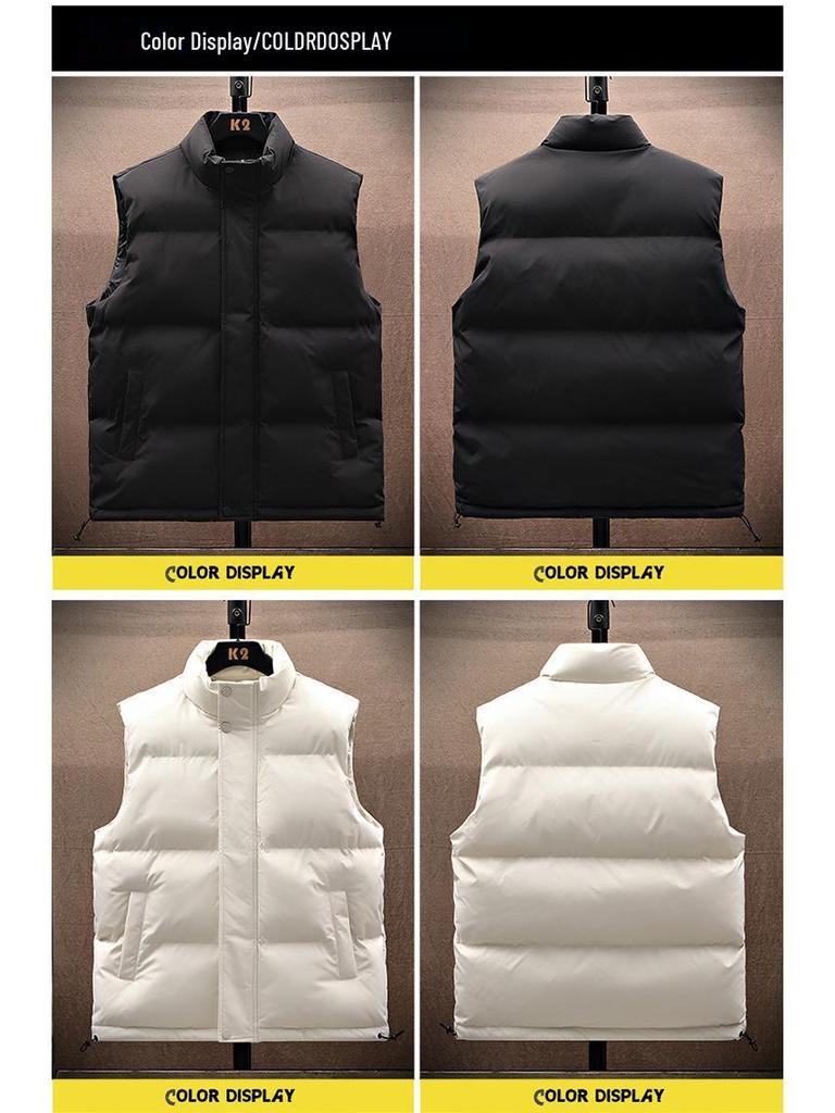 Men's Thickened Down Cotton Vest, Plus Size, Warm Gilet Jacket for Autumn/Winter 2025.