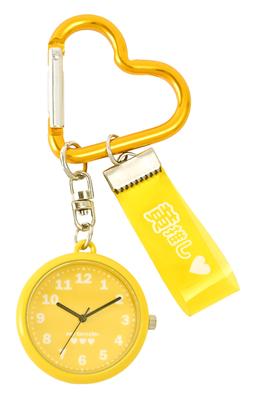 Taschenuhr Schlüsselanhänger Uhr Analog Karabiner Anhänger Schlüsselanhänger Uhr Druckknopf Gelb Druckknopf Gelb [Feldarbeit] Damen ST301-1