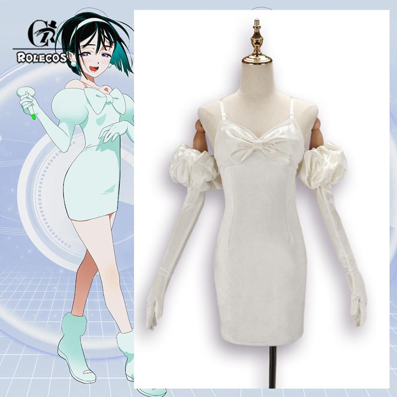 Anime Alien Stage Sua Cosplay Costume Women White Vintage Bowknot Singer Dress Halloween Party Suit