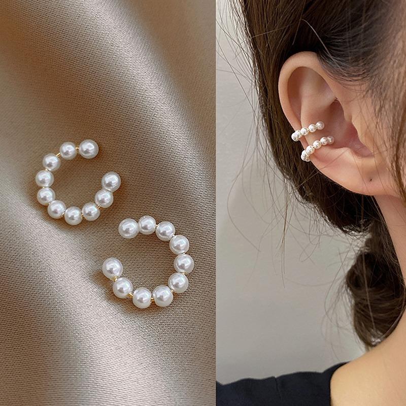 Sweet C-Shaped Pearl Earrings, Niche Style Earrings, Ear Bone Clip, A Pair Of Versatile Earrings