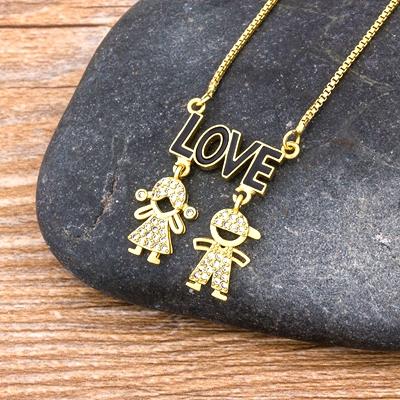 Nidin New 12 Styles Copper Zircon Boy Girl Love Necklaces Women Necklaces & Pendants chain Jewelry Charm Mother's Day Gift
