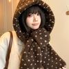 Windproof Winter Polka Dot Scarf Hat Warm Plush Beanies Balaclava Pullover Hats  Cold Weather