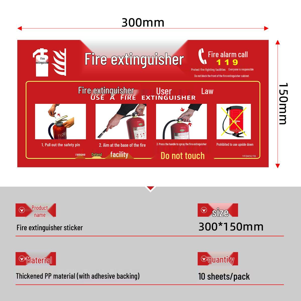 Customizable Fire Safety Equipment Placement Sticker, Self-Adhesive Fire Extinguisher Use Label