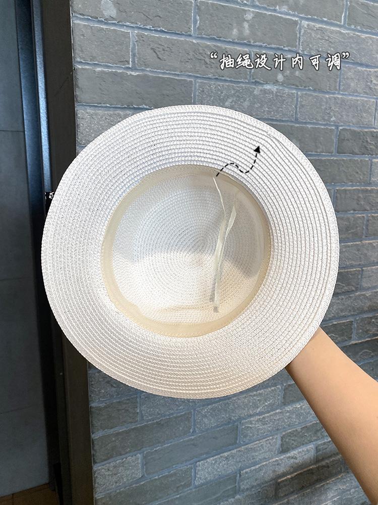 Bow Flat Top Top Hat UV Protection Versatile Casual Straw Hat Women's Summer Seaside Vacation Beach Hat