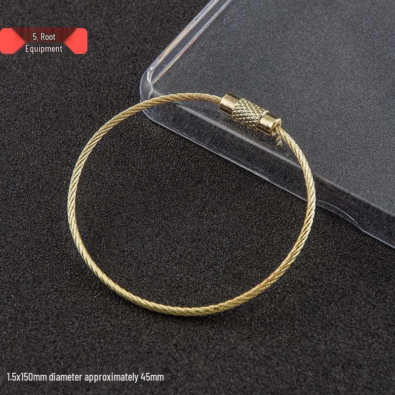 Set of 5 Gold Steel Wire Keychain Rings: Creative, Simple DIY Accessories