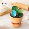 Coffee And Tea Measuring Spoons 4Pcs Flower Set, Ceramic Nesting Cups with Stand, Pot Spoon Set Cute Kitchen Baking Tool for Tea, Gift Bakers Utensil