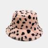 Women S Vintage Leopard Print Plush Bucket Hat Winter Warm Fashion
