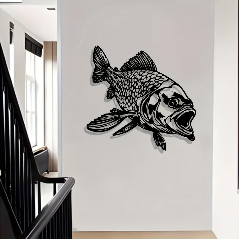 One Piece Fish Metal Wall Art Fish Statue Mural Weather Resistant Garden Decor Patio Fence Sculpture Christmas New Year Gift