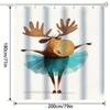 Modern Cartoon Moose Ballet Shower Curtain - Humorous & Whimsical Design, 100% Polyester, Machine Washable, Includes Hooks