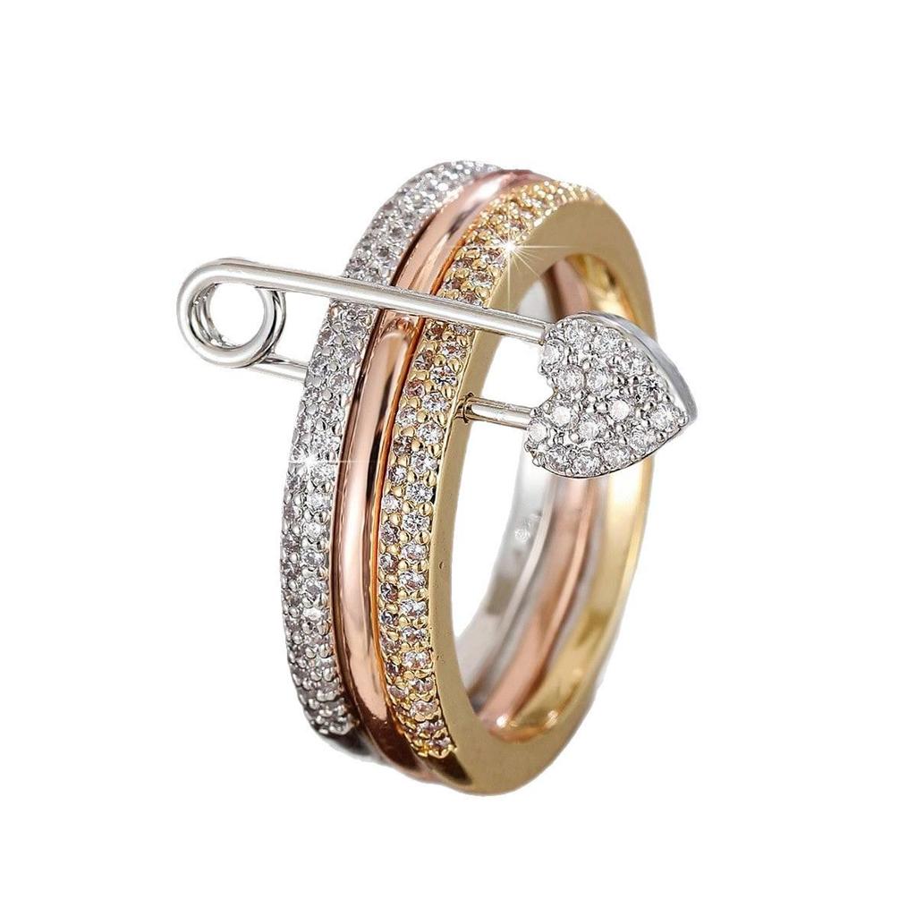 Tricolor Detachable Women's Ring: Micro-Paved Zirconia Bestseller