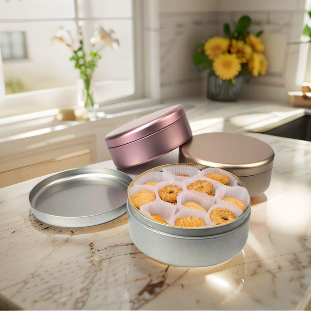 

3Pcs Tinplate Cookie Storage Boxes 3 Color Candy Biscuit Packaging Box Tea Cake Tin for Home срібний