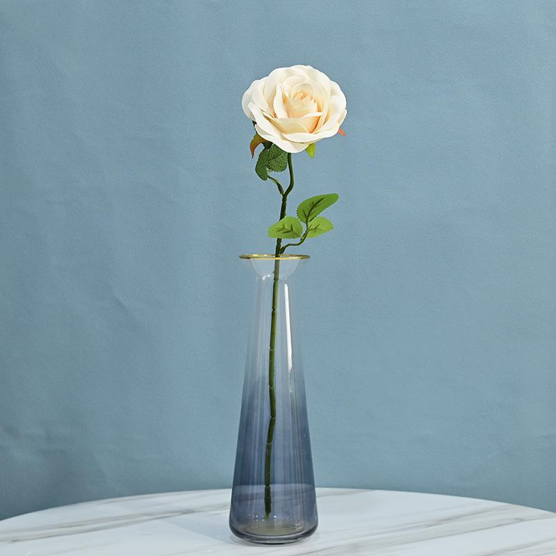 

Имитация букета роз Шелковый цветок Искусственный цветок Одиночное украшение Искусственный цветок Домашнее украшение Свадебный цветок с высокой имитацией 48cm шампанского