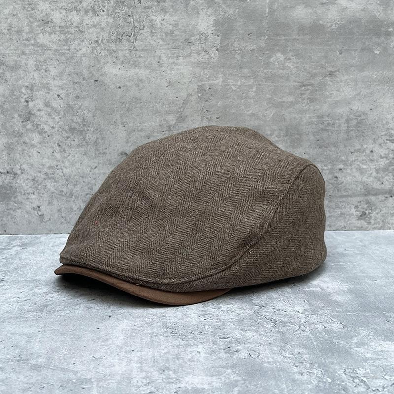 25 British Retro Forward Hats Men'S And Women'S Hats Wool Herringbone Duck Tongue Beret Hipster Painter Hats