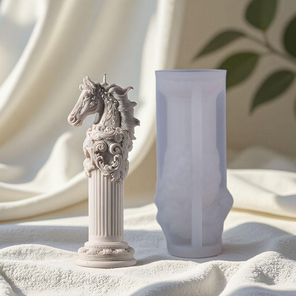 Horse Totem Scented Candle Silicone Mold Relief Cloud Flower Vine Horse Plaster Resin Mold Handmade DIY Home Decor