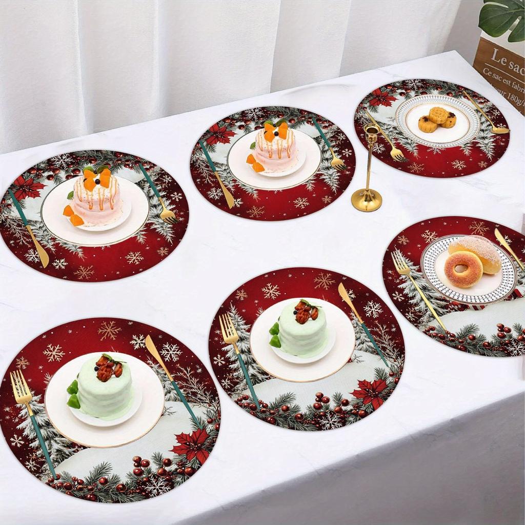 4/6/8/10pcs Christmas Placemats, holiday party decoration Placemats, kitchen waterproof coasters, Home decoration