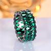 Luxury Cute Female Green Zircon Stone Ring Vintage Fashion Black Gold Color Wedding Jewelry For Women