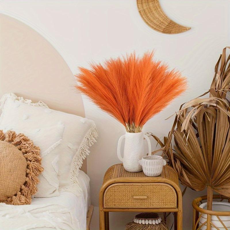 20pcs Vivid Orange Imitation Pampas Grass Set - 22 Inches High for Bohemian Home and Wedding Decor, No Vase Included