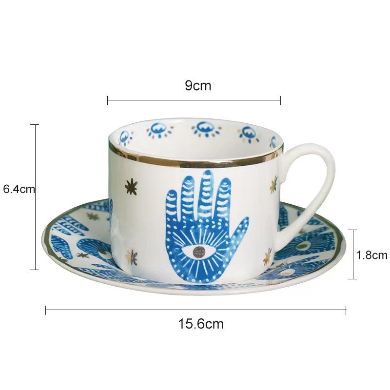Creative Hands Eyes Coffee Cup and Saucer Set Ceramic Cappuccino Afternoon Tea Water Mug Dessert Cake Plate Christmas Gift