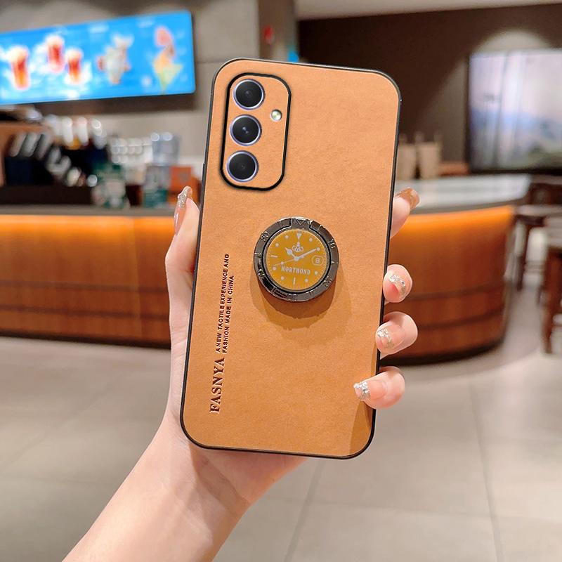 Sheepskin Leather Ring Holder Case for Samsung Galaxy S10 S20 S21 S22 S23 S24 S25 Plus Ultra Note20Ultra S20FE S23FE Cover
