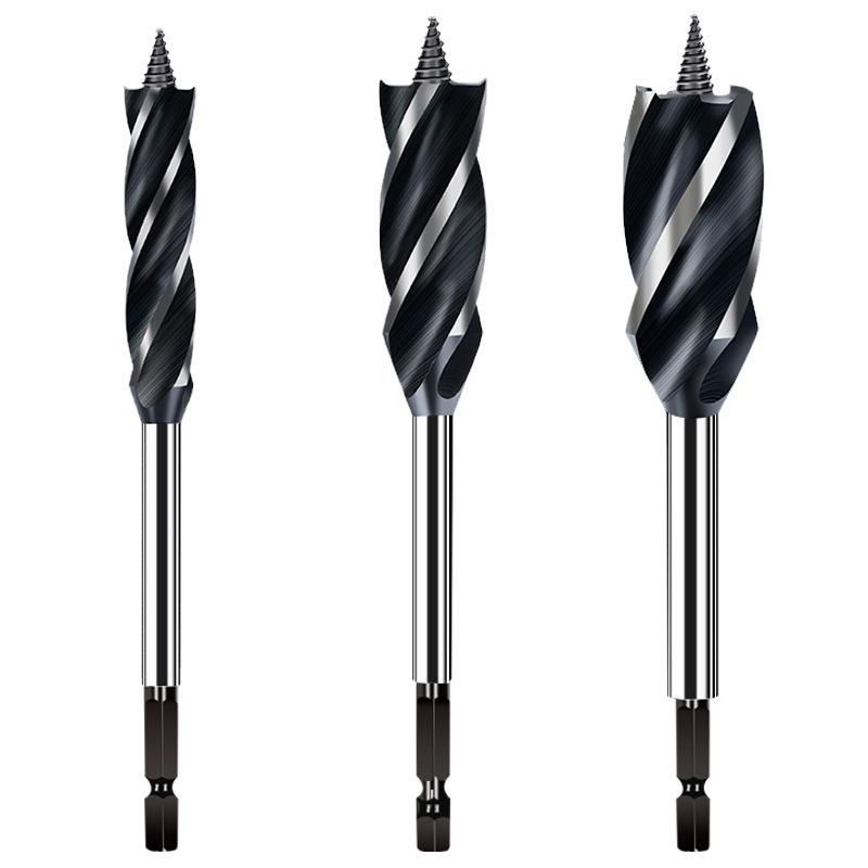 Ruiqi Hex Shank Four-Edge Wood Drill Bit for Door Lock and Drawer Hole Cutting