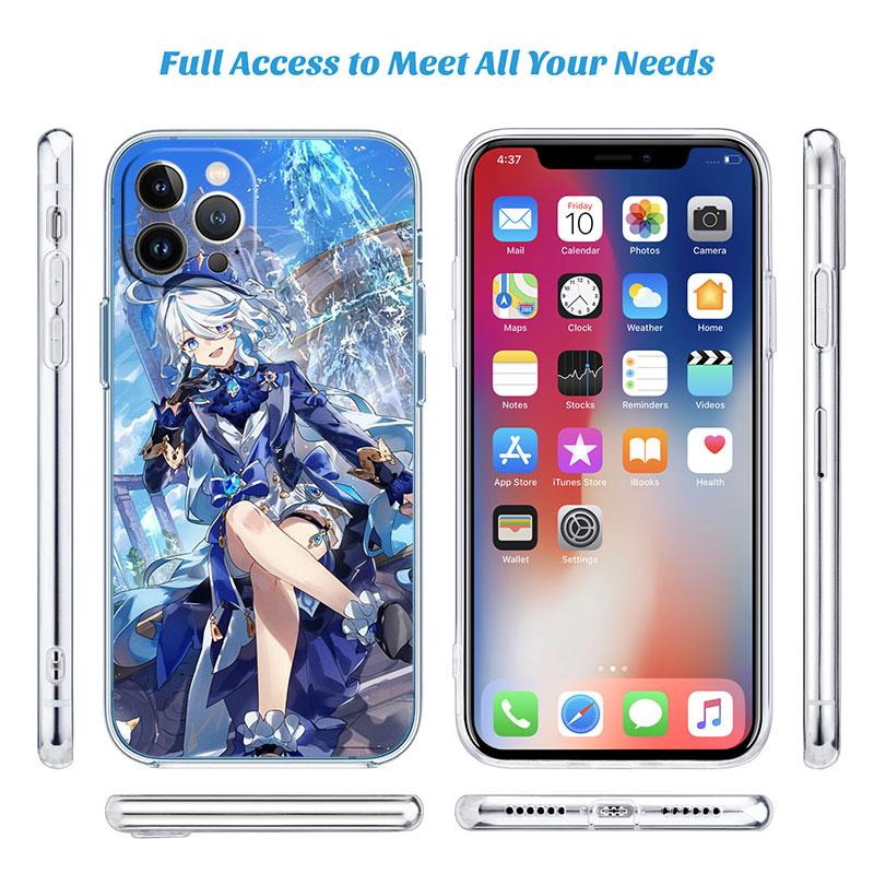 Genshin Impact Furina Transparent Phone Case for Motorola Moto G7 G8 G9 G84 G85 G73 G24 G15 Z2 Play Power Plus