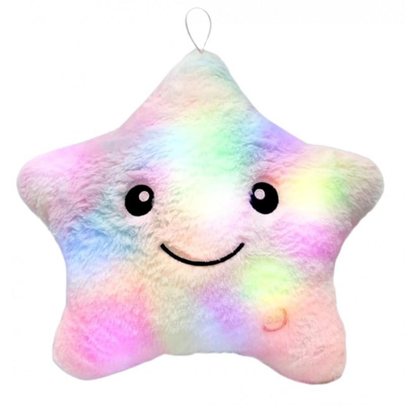 Star-Shaped Pillow Pink Ombre LED Velour Cushion 40X35 Cm