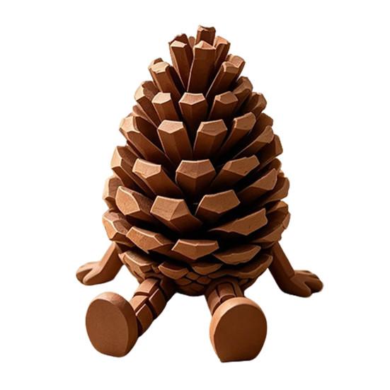 Handheld Flexible Hinge Figurine 3D Printed Pinecone & Leaf with Posable Jointed Legs, Decoration Articulated Desktop Decor, Forest-Themed Shelf