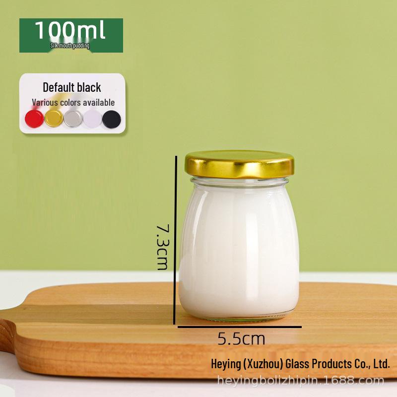 100ml Glass Pudding Bottle with Wooden Stopper and Lid for Yogurt, Mousse, Jelly, Milk, or Beverages