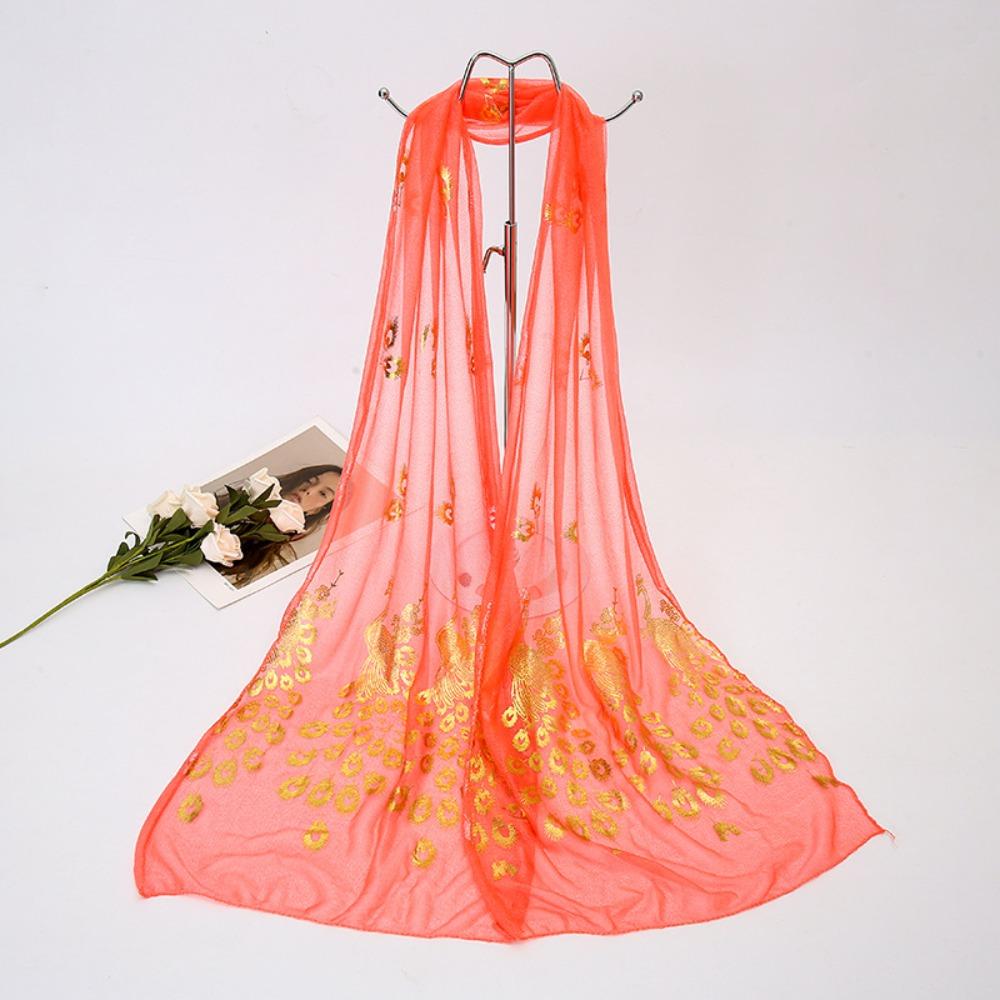 New printed phoenix rose silk scarf women's versatile long beauty yarn scarf beach yarn gift