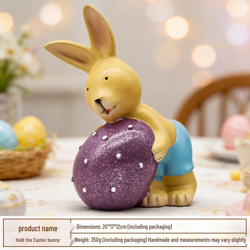 Adorable Easter Bunny Statue with Heart - Girly Desktop & Home Decor