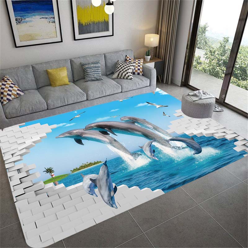 Beautiful Universe Purple Sky Zodiac Rug Living Room Bedroom Large Rug Aesthetic Floor Mat Ocean Dolphin Galaxy Whale Rug