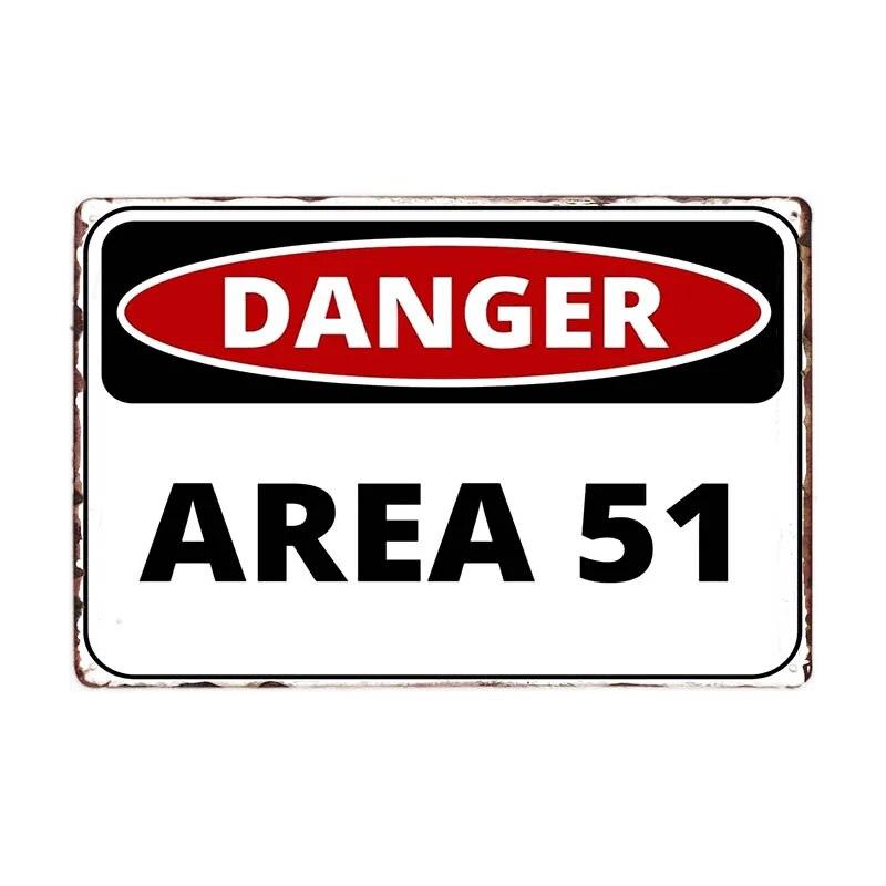 Warning Area 51 Metal Tin Sign UFO Vintage Wall Plaques Art Poster Decoration Painting Home Decor 20x30cm