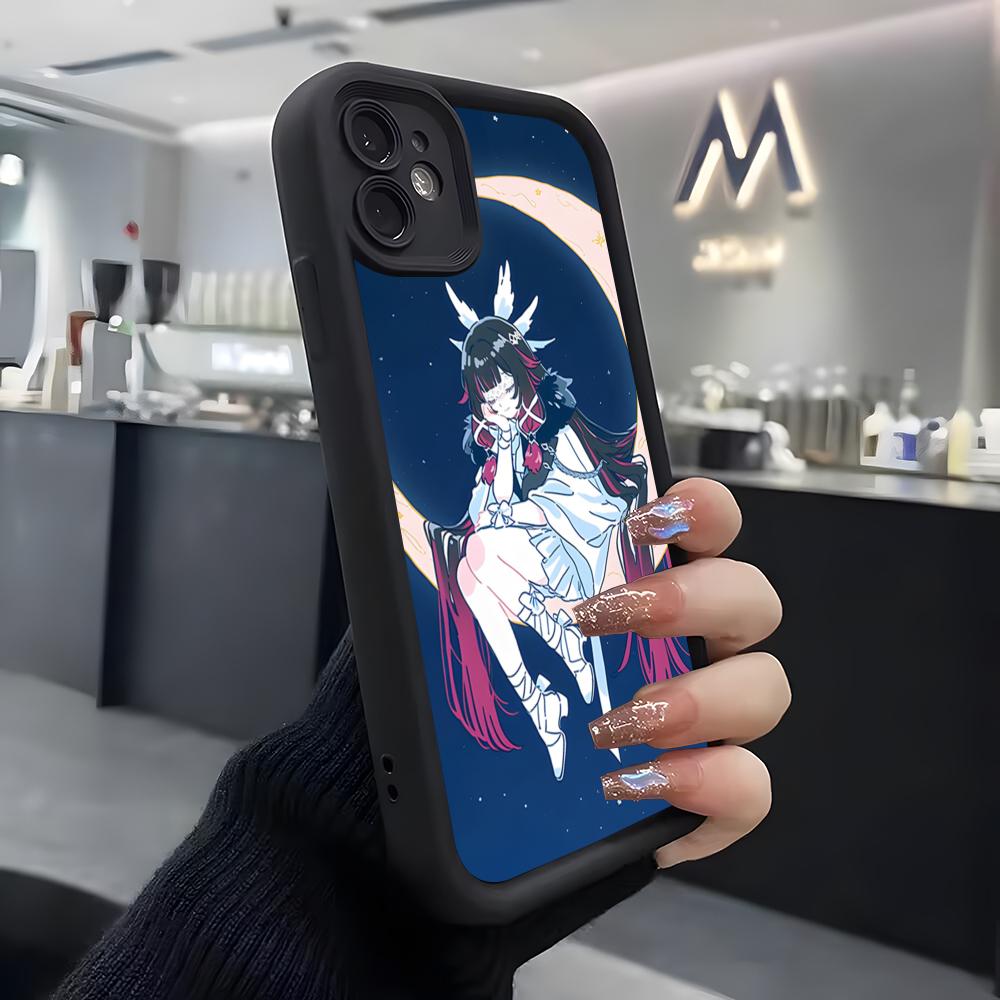 COLUMBINA Genshin Handyhülle Für IPhone Air 17 Pro Max 16 E 15 14 Pro Max 13 12 11 Mini Plus Weiches Silikon Schwarze Hülle