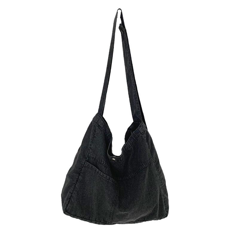Washed Denim Bag Large Capacity Messenger Bag Student Bag Women Canvas Bag Simple Shoulder Bag
