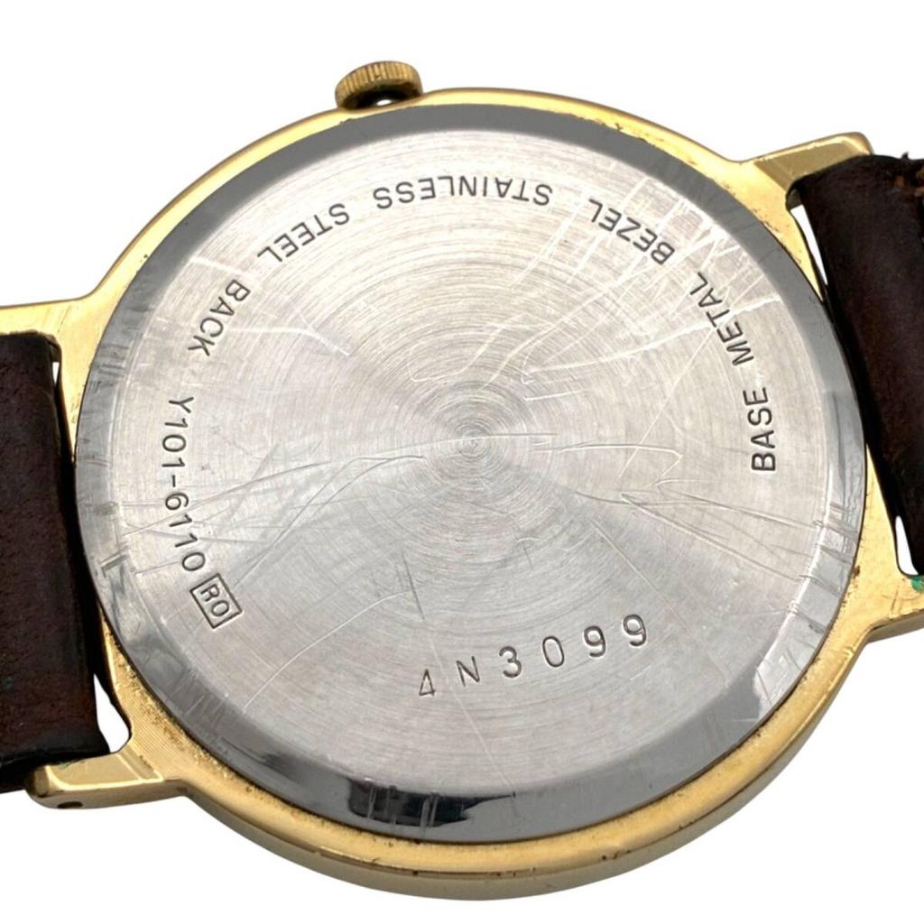 Un d SEIKO ALBA watch quartz vintage ivory dial 3 hands Y2K retro Y101-6110 [bp41]