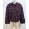 Damen Notched Collar Langarm Kunstpelzmantel Lockerer Sitz Ätherisches Fleece Oberbekleidung