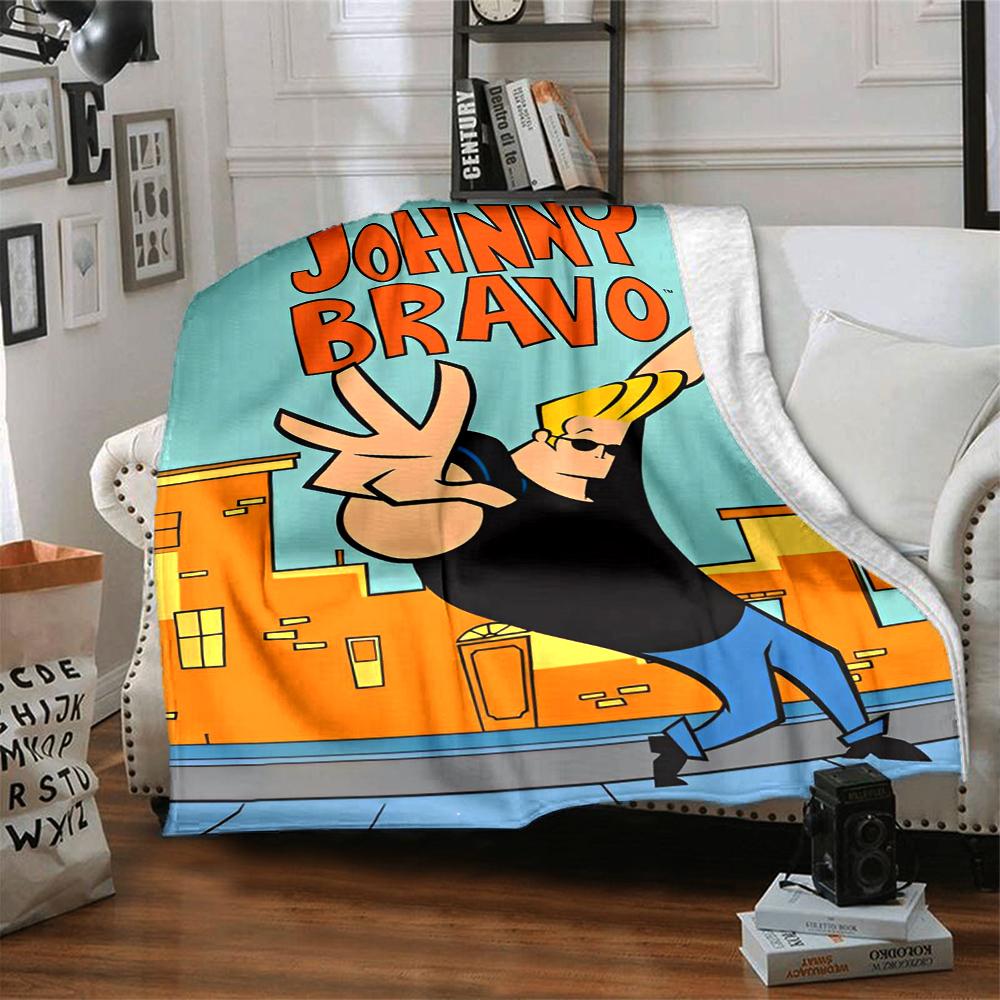 Johnny Bravo Theme Printed Blanket - Perfect for Couch, Bed, Travel & Outdoor Use | Machine Washable, Cozy & Durable.