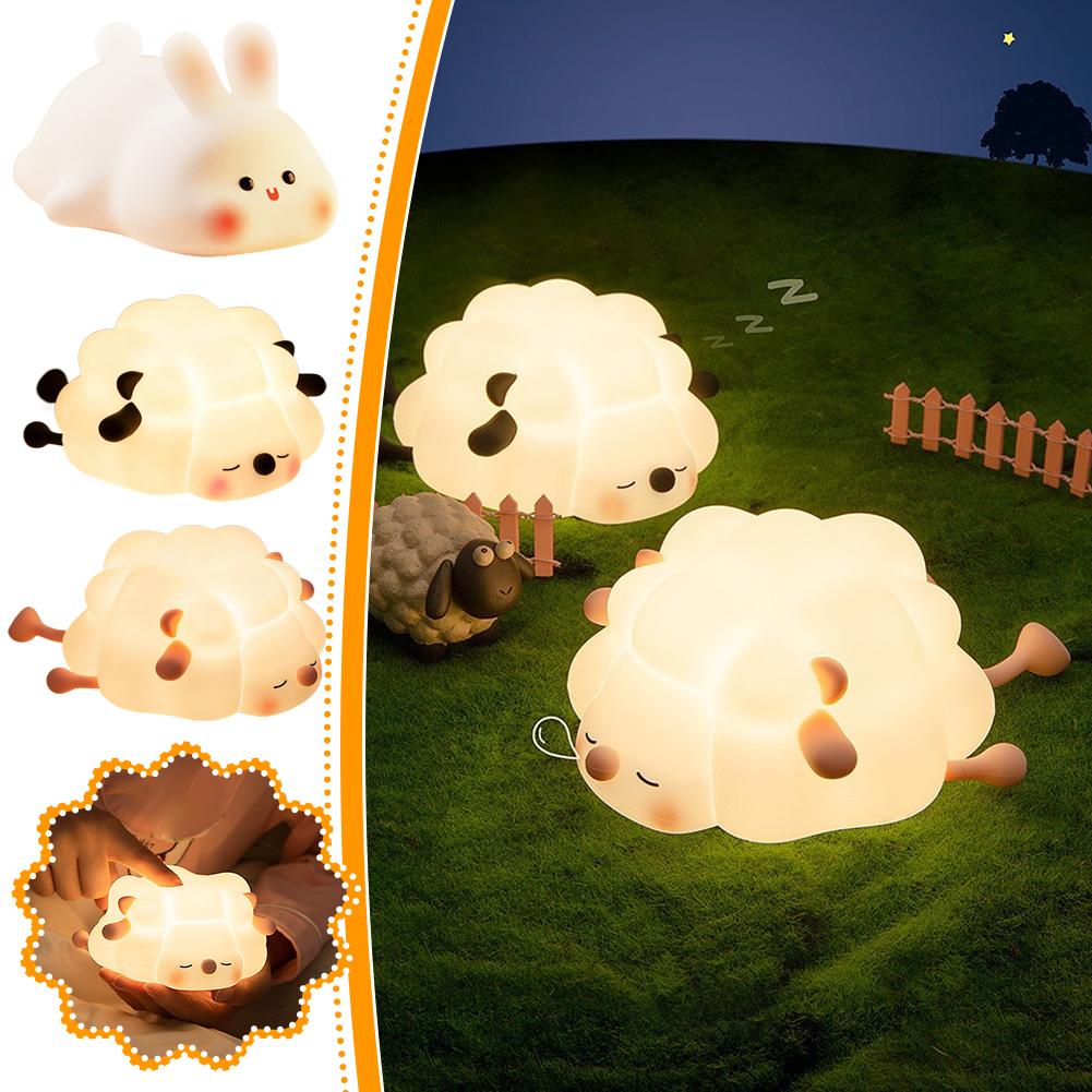 Squishy Silicone Animal Night Light Rechargeable Timing Touch Sensor Dimmable for Bedside Nursery Kids Birthday Gift