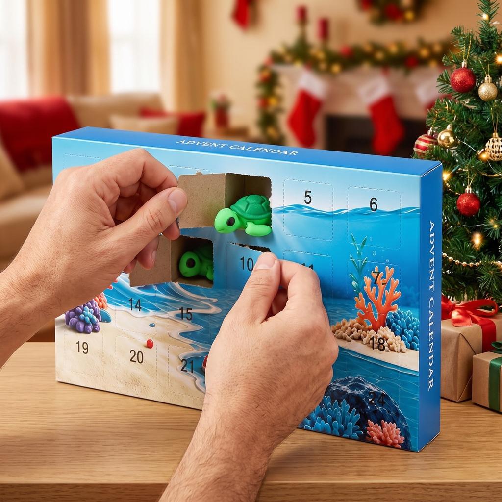 3D Printed Animal Christmas Advent Calendar with Surprise Figurines