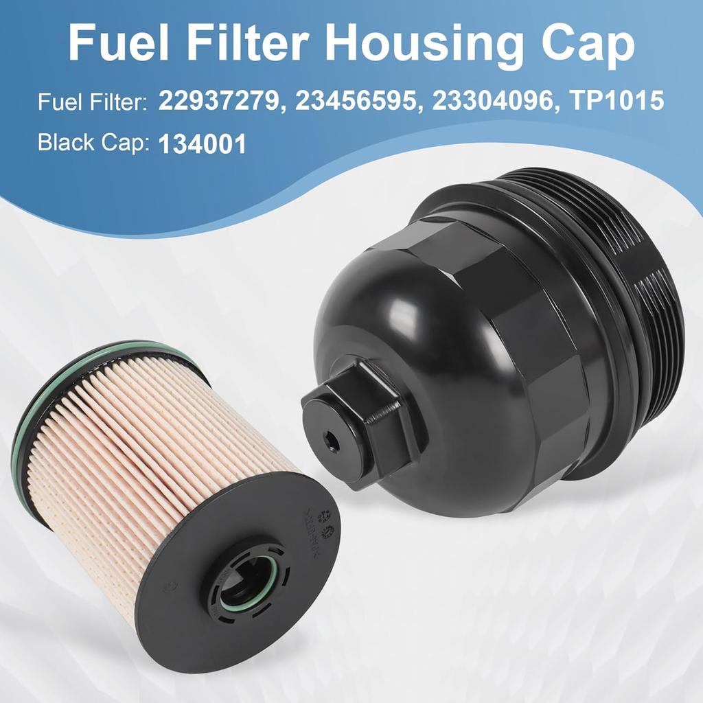 Fuel Filter Housing Cap 134001 with Fuel Filter TP1015 Replacement for Chevy Cruze Silverado 2500HD 3500HD Replacement for GMC Sierra 2500HD 3500HD