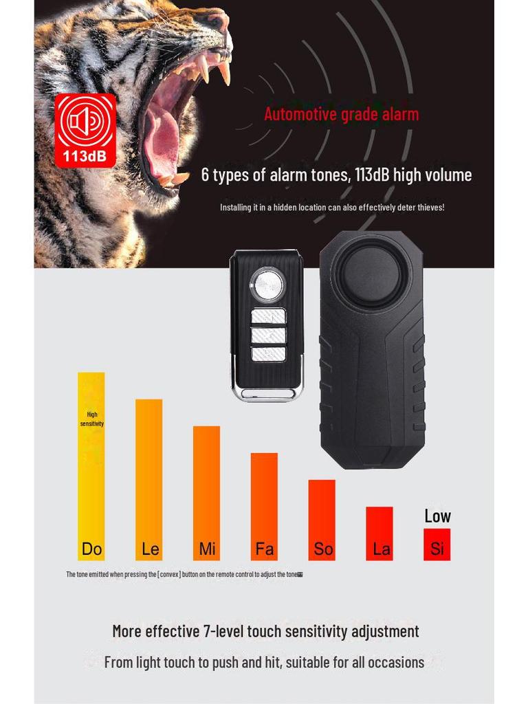 Wireless Bicycle & Electric Vehicle Anti-Theft Vibration Alarm with Remote Control - SF22R