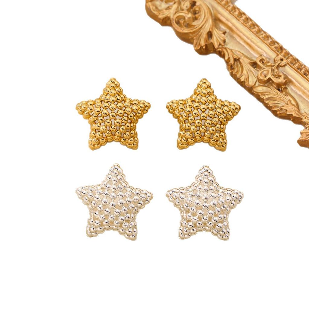 Light Luxury Personalized Minimalist Design Japanese Korean Styles Genuine Gold Plated Star Studded Explosive Earrings