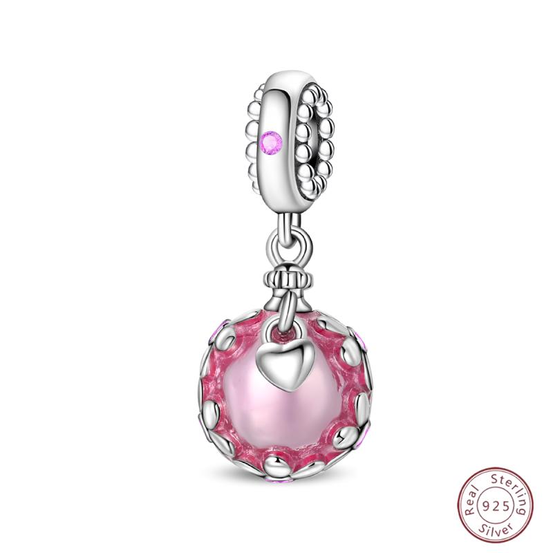 New Copper Charm Bead Mother'S Day Love Heart Family Charm Bead Pendant Fits Bracelet Womens Jewelry Gift