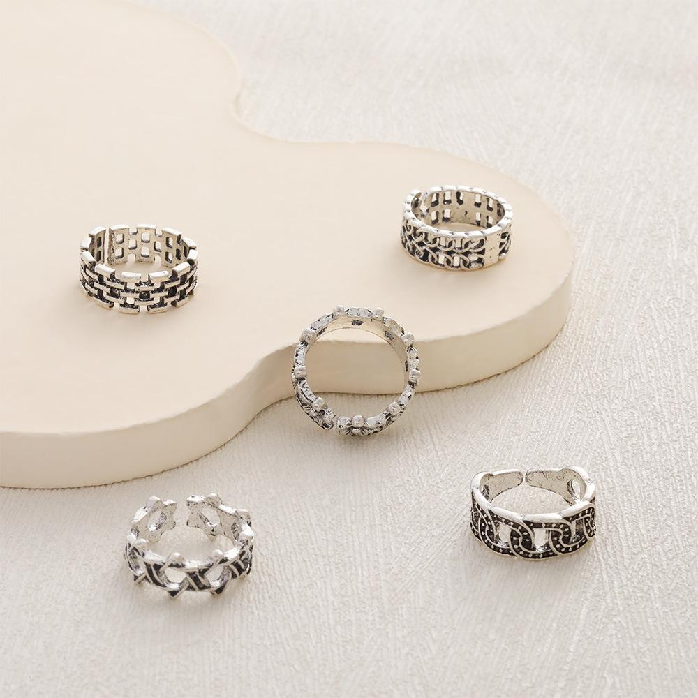 Promotional Foot Ring, Personalized Retro Flower Pentagram Hollow 5-Piece Set, Foot Ring And Foot Decoration.