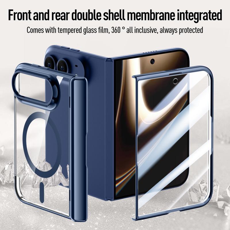 New Electroplated Magnetic Transparent Case for IPhone Ultra 18 Fold Wide for Magsafe Shockproof Lens Protrusion Slim Fit Cover
