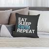 "Eat Sleep Swim Repeat" Pillow Cover 2D Printed Polyester Sofa Cushion Case – Bold Text Design For Swimmers & Water Lovers