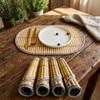 Natural Woven Oval Placemat Anti-Slip Table Mat Lightweight Bamboo Placemats Dining Decor