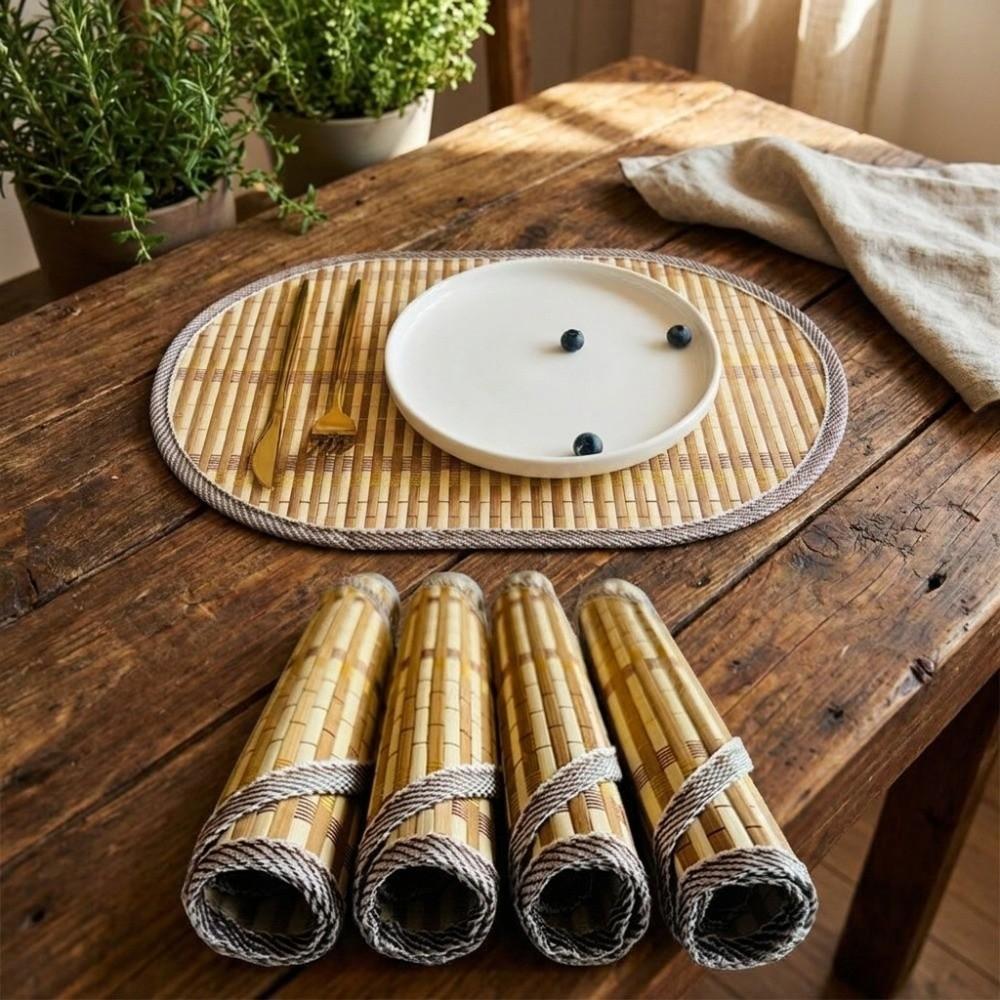 Anti-Slip Bamboo Placemats Natural Dining Pad Table Protection Table Mat Restaurant