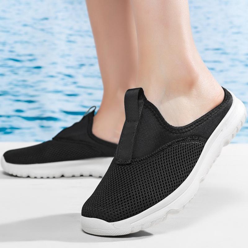 Round-toe Couple's Slippers Soft-soled Walking Shoes Men Women Light Breathable Flats Comfortable Indoor Slipper