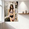 Sexy Fit Woman with Long Brown Hair in Industrial Gym Tin Sign Vintage Metal Wall Decor for Bar Home Fitness Room Man Cave Decor